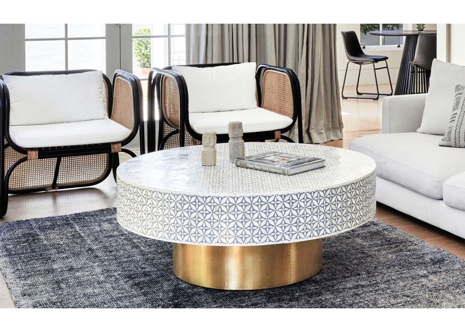 Inlay coffee store table round