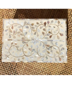 Mother Of Pearl Inlay Box White Floral Pattern